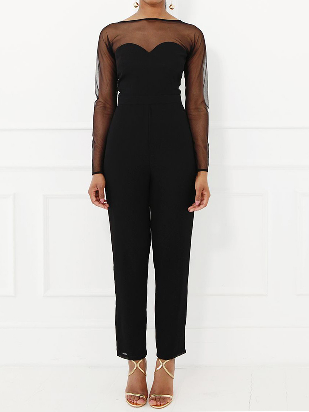 OXFORD SHEER PANEL JUMPSUIT – Couture Dame