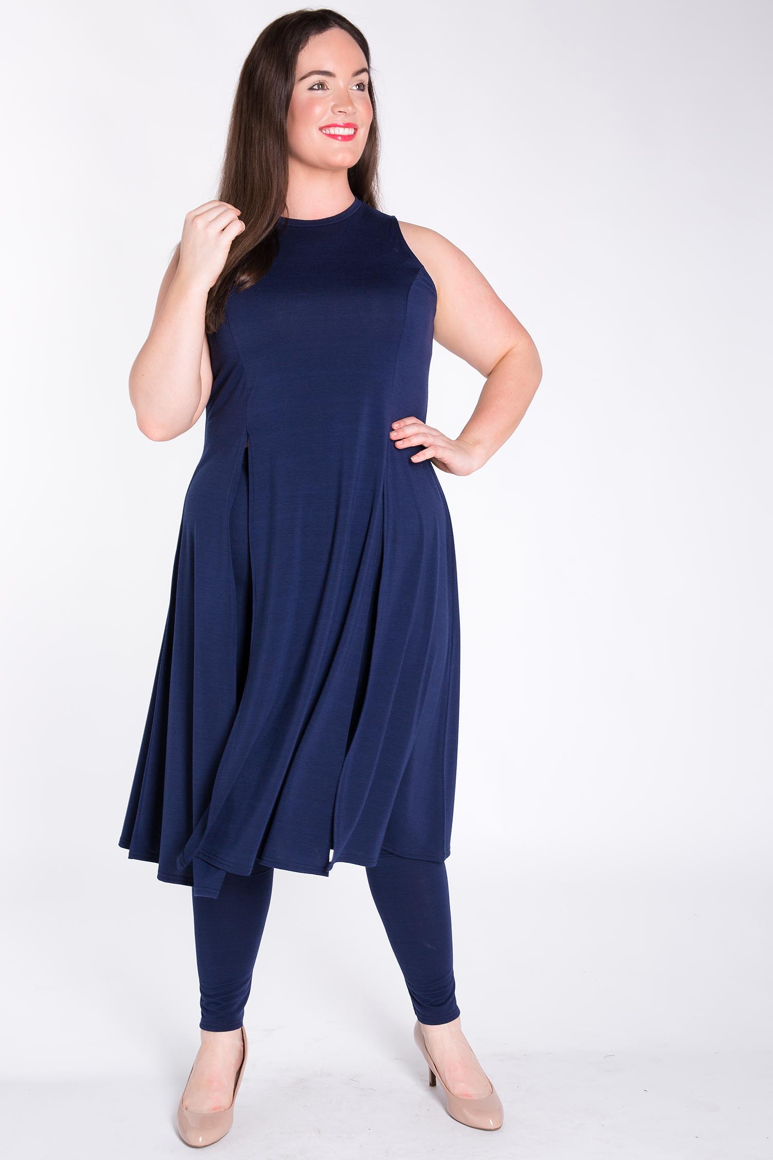 navy tunic tops to wear over leggings